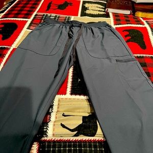 Scub Pants brand new dark gray, silky material.
